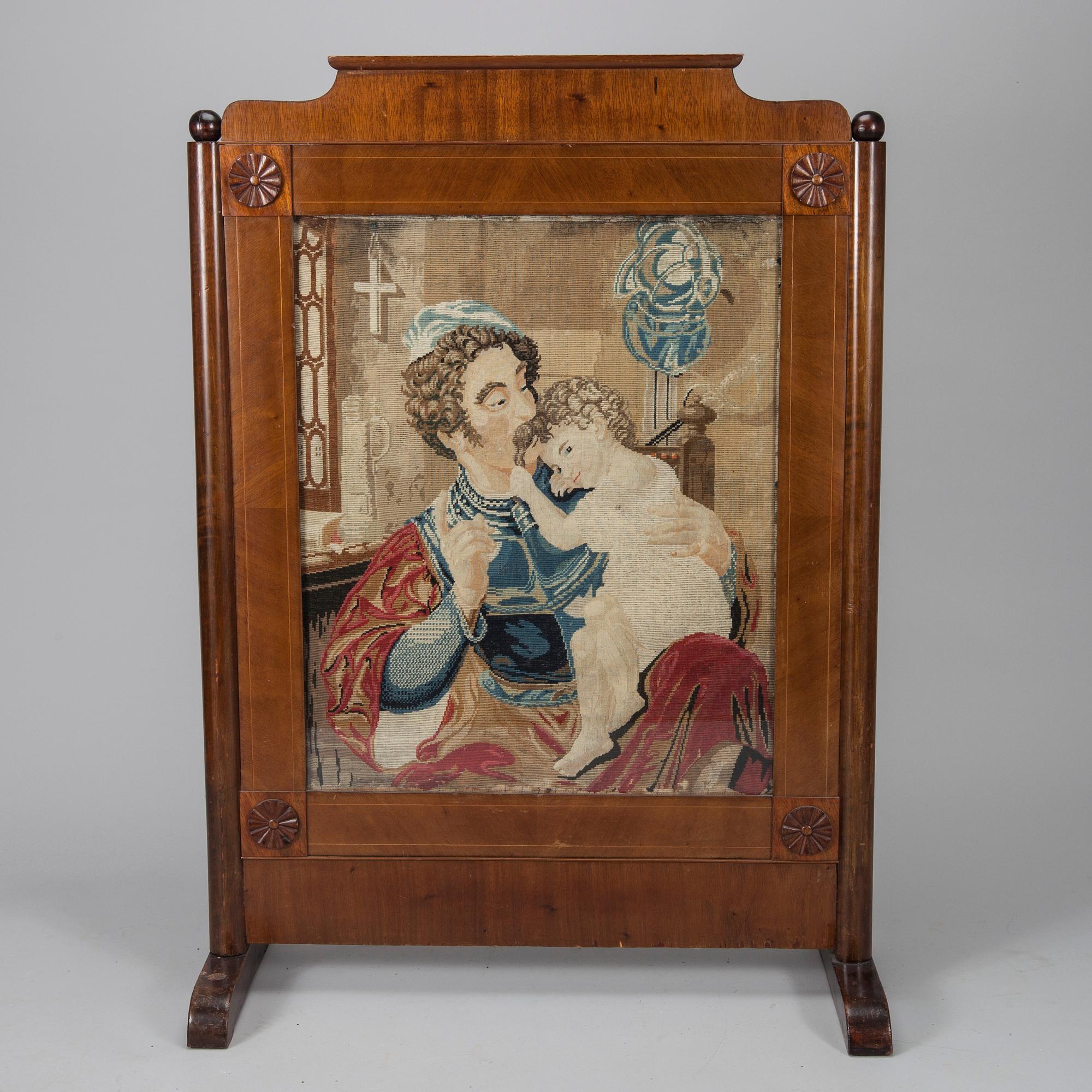 ELDSKÄRM, mahogny, Biedermeier, 1800-talets mitt.