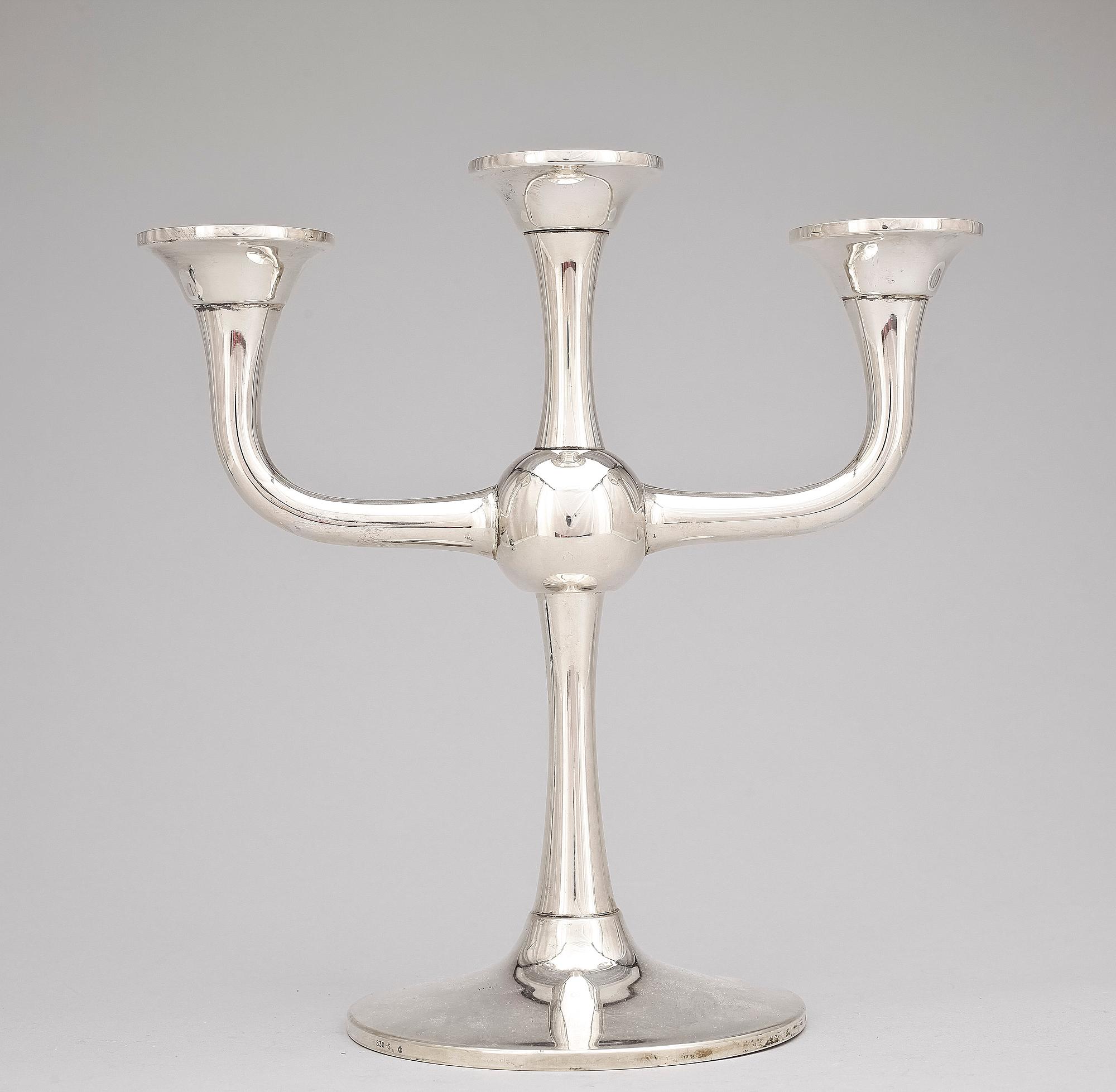 KANDELABER, silver, Karl Jörgen Otteren, Norge, 1900-talets slut. Vikt ca 718,7.
