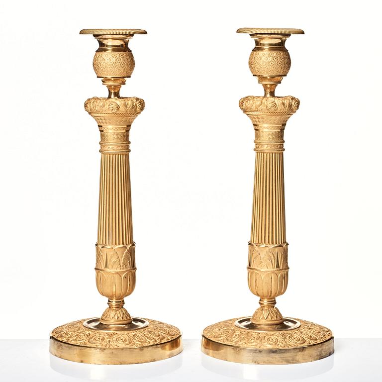 A pair of French Empire candlesticks, beginning of the 1800's.