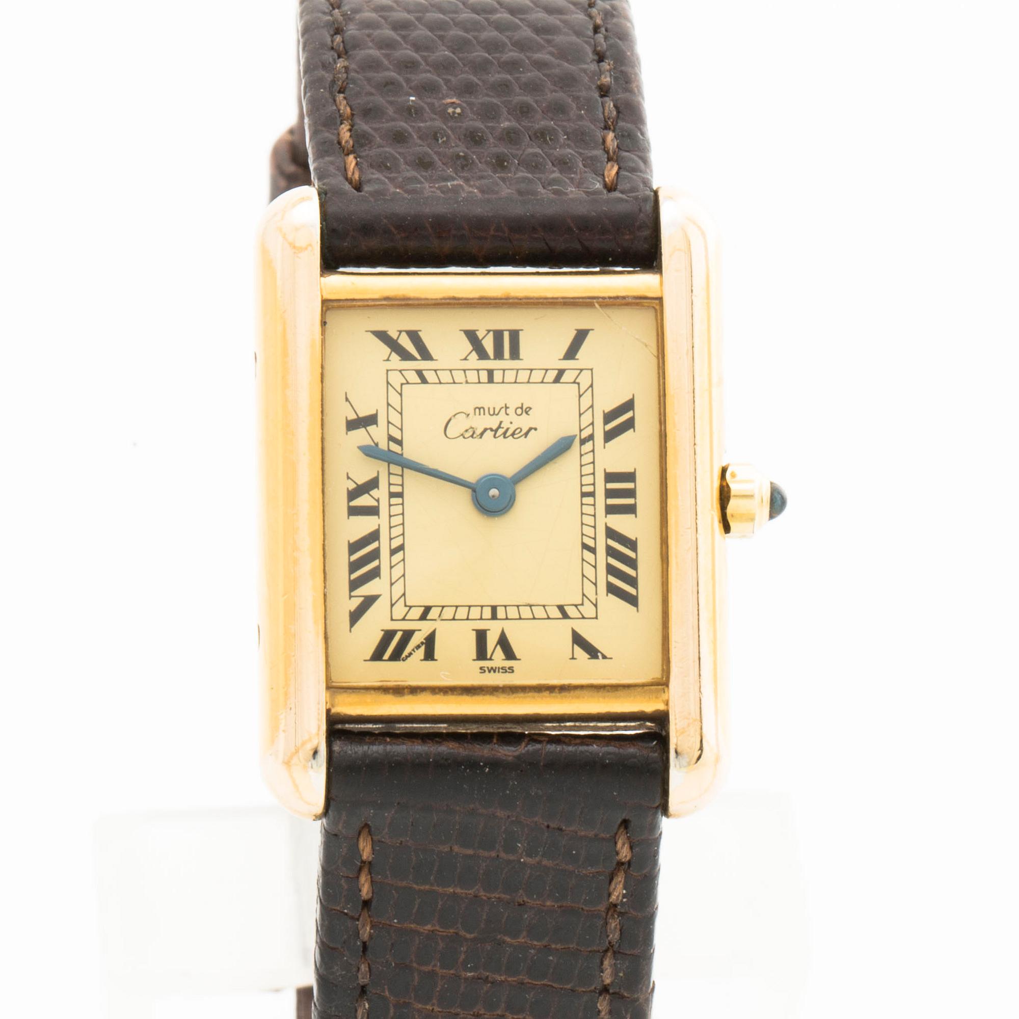 MUST de CARTIER, Tank Vermeil,  armbandsur, 23 x 23 mm.