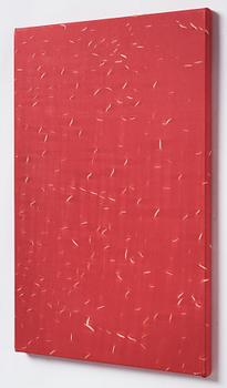 Maximilian Arnold, signed and dated 2013 on verso. Perforated textile.