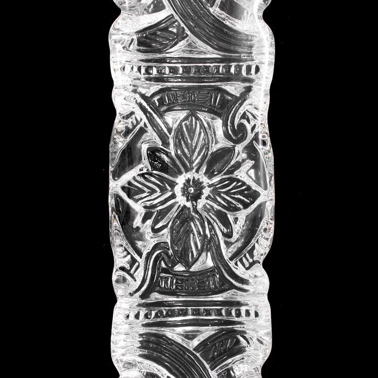 A glass obelisk by Lars Leidegren for Hotel Royal Viking, ca 1984. Produced by Orrefors glassworks.