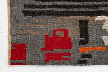 Heiko Becker-Sassenhof, väggtextil, Signerad. "I hamn" , rölakan, Gammelstads Handväferi. 130 x 200 cm.