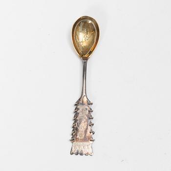 Bestick, 14 st, silver, med dekor av samer och renar, bl a Fritz Olsson, Luleå 1965.