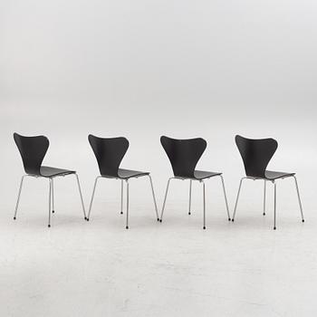 Arne Jacobsen, four "Seven" chairs, Firtz Hansen, Denmark, 2005.