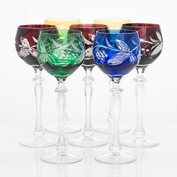 Seven wine glasses, Central Europe, latter half of the 20th century.