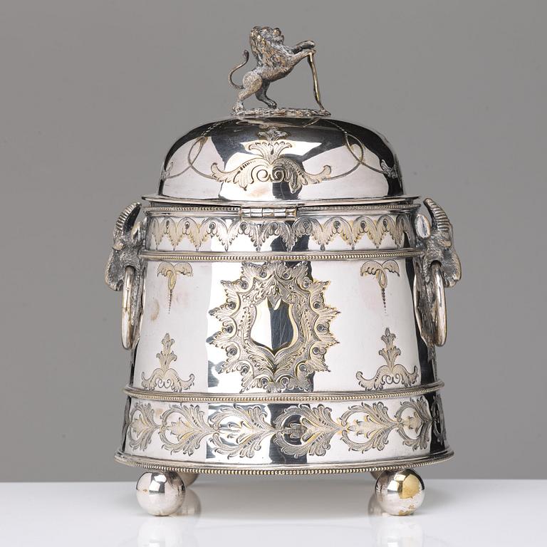 A 20th century plated jar and cover.