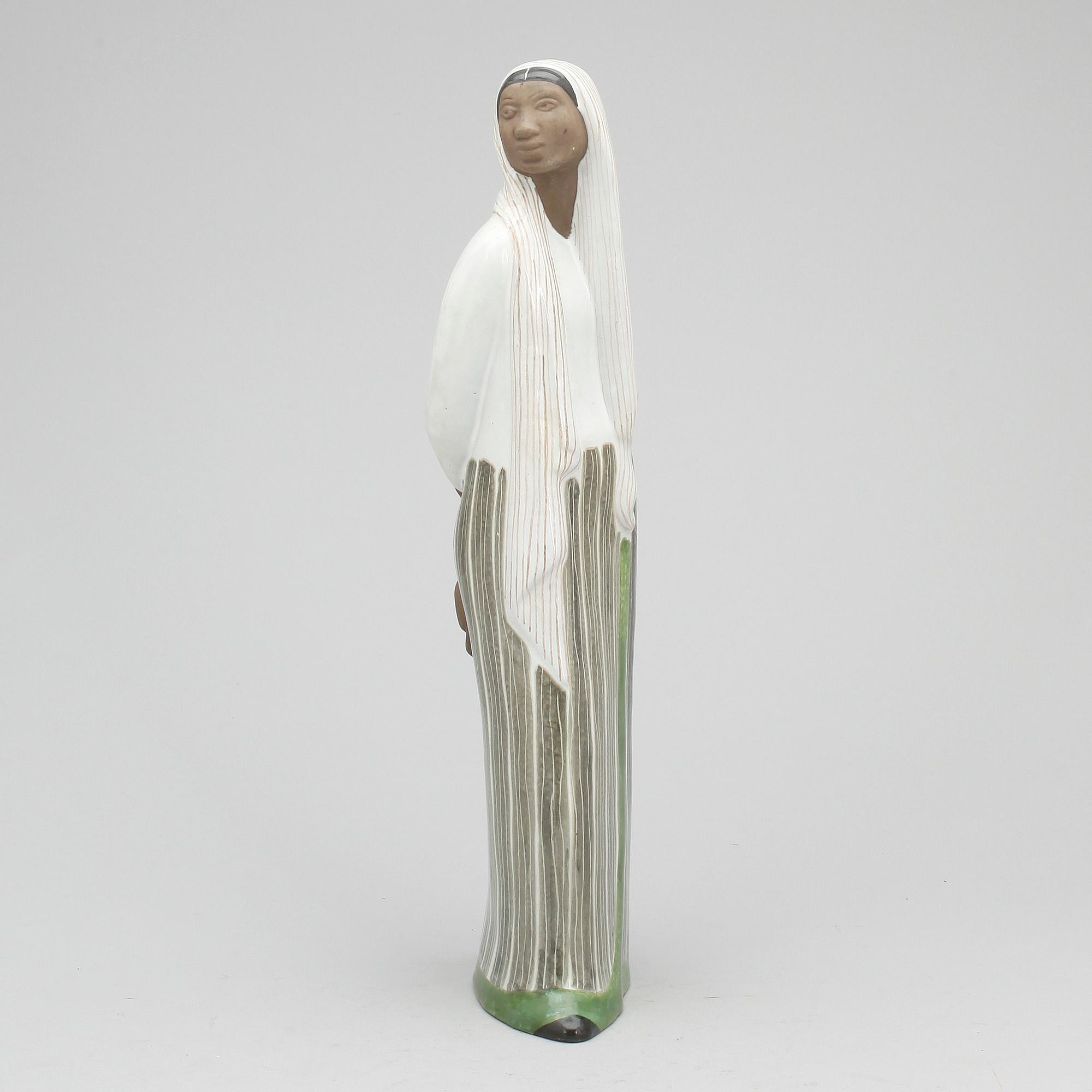 FIGURIN, stengods, Mari Simmulson, Upsala Ekeby, 1950-tal. Sign.