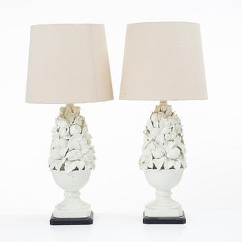 Table lamps, a pair, porcelain, 20th century.