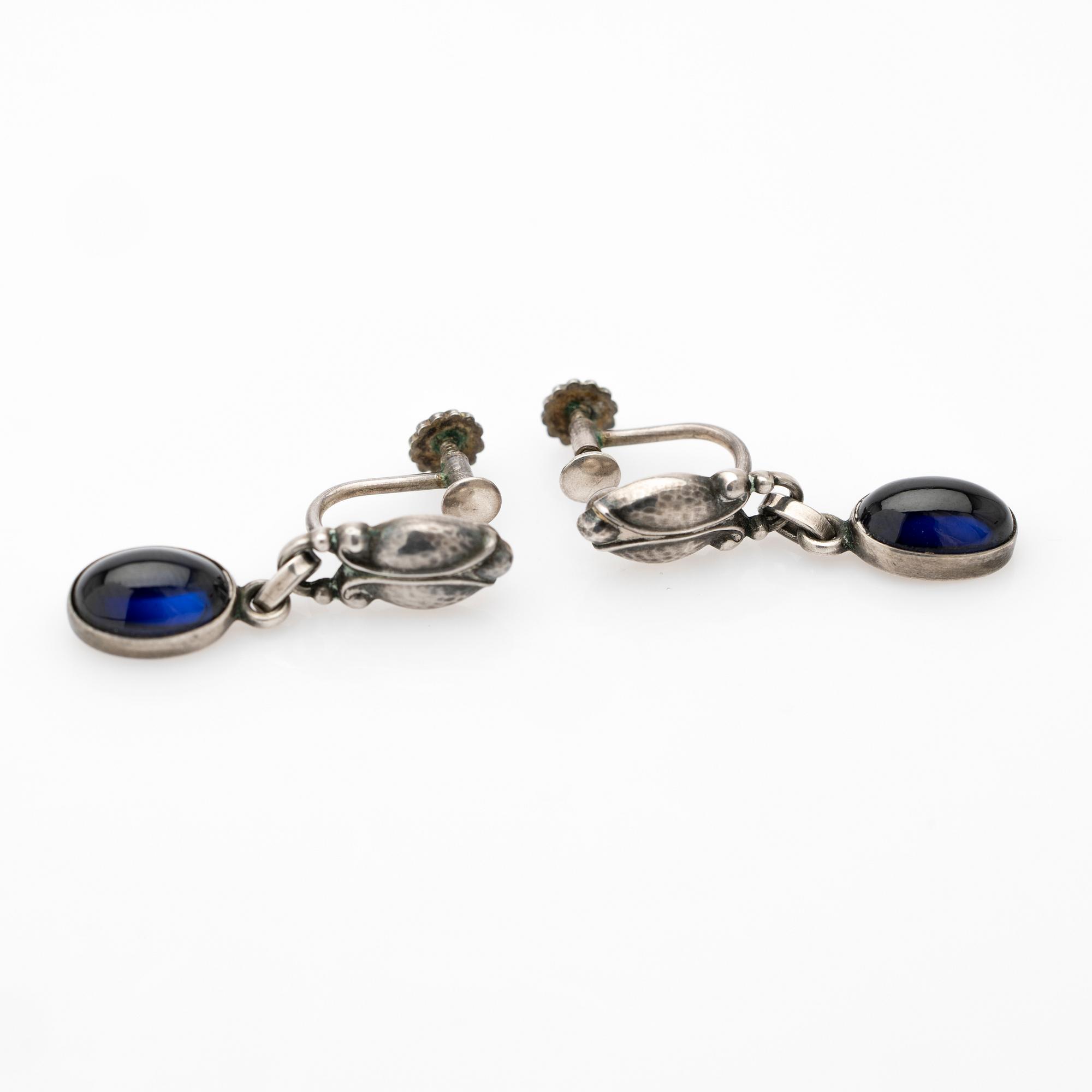 Georg Jensen, Earrings, a pair, sterling silver with blue stone.