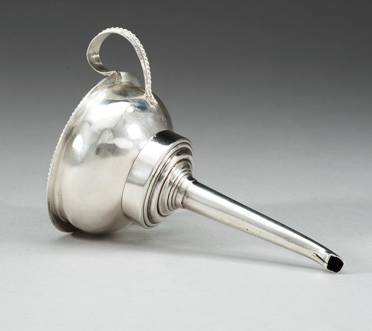 A Swedish 19th century silver wine-funnel, makers mark of Melchior Faust, Gothenburg.