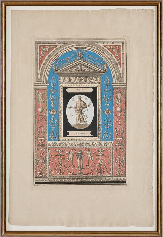 GRAVYRER, 3 st, bl.a. efter Blondel och Cuvilliés, 1700/1800, bl.a.Frankrike.