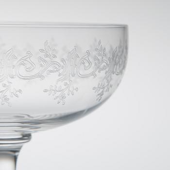CHAMPAGNEGLAS, 10 st, Baccarat, 1900-talets slut.