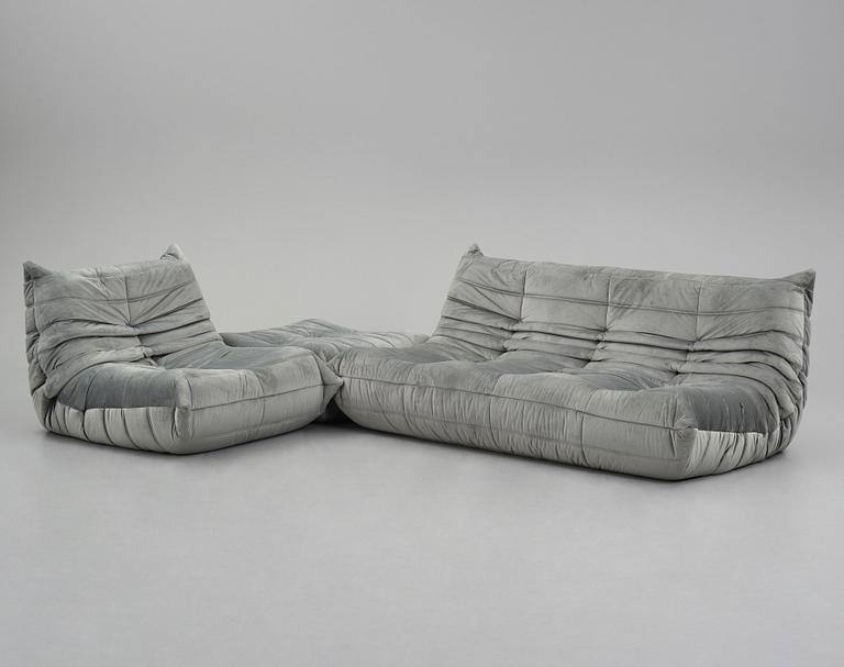 Michel Ducaroy, soffa, fåtölj och fotpall, "Togo", Ligne Roset, 2000-tal.