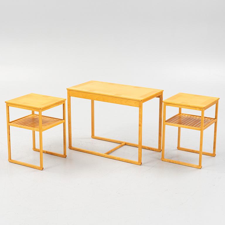 Carl Malmsten, nesting tables, 3 pieces, "Släden", Anniversary model 1988 no. 465.
