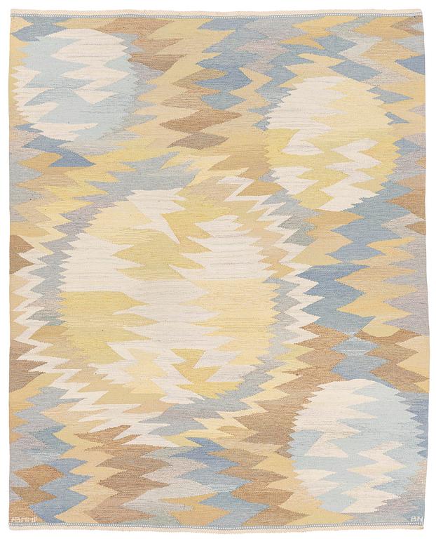 Barbro Nilsson, matta, "Solfläckar", gobelängteknik, ca 236 x 190 cm, signerad AB MMF BN.