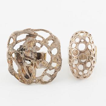 Lars Arby, fyra ringar, silver, en med tigeröga.