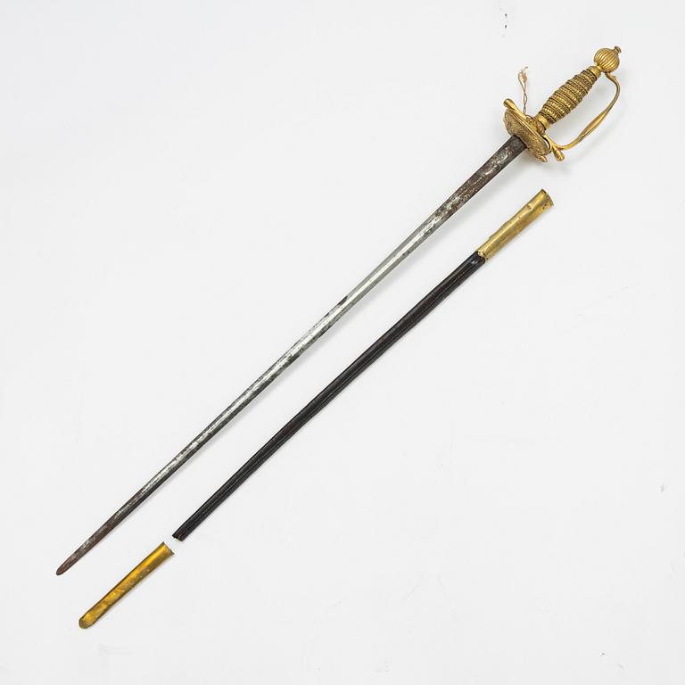 A Swedish infantry officer's sword, with scabbard, end of the 18th Century.