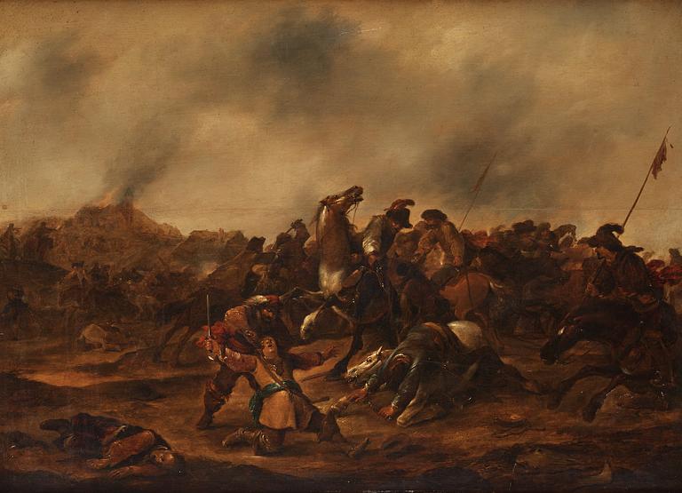 Jan van Huchtenburg Attributed to, Cavallery battle.