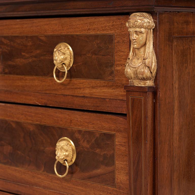 A late Gustavian writing commode signed and dated by Isac Löfgren 1809.