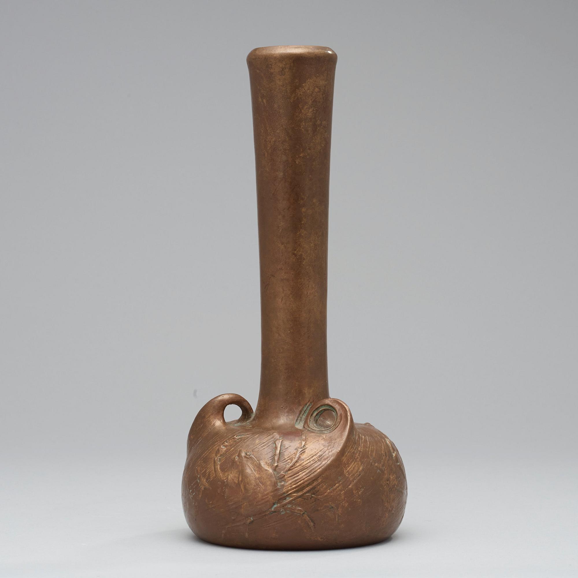 An Emy Wahlström Art Nouveau patinated bronze vase by AB Hugo Elmqvist, Stockholm.