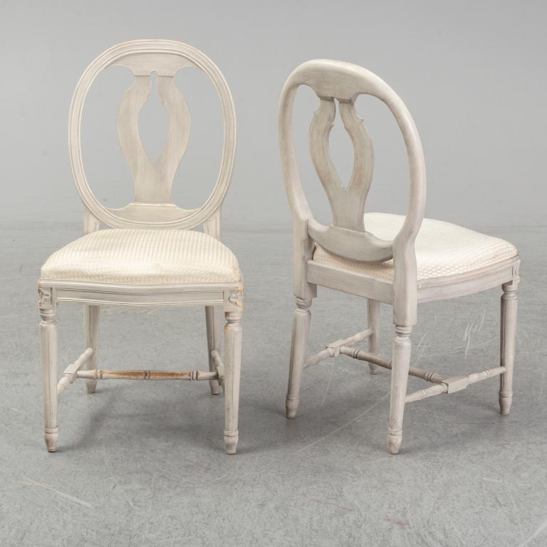Eight Gustavian style chairs, second half of the 20th Century.