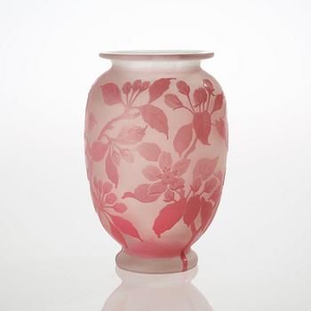 A Karl Lindeberg Art Nouveau cameo glass vase, Kosta.