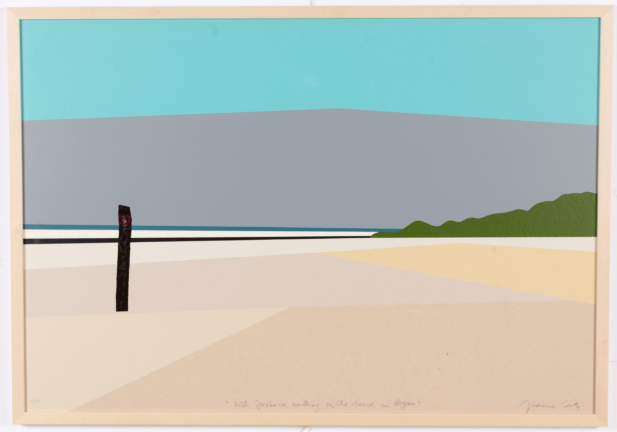 Franco Costa, "With Joshoua walking on the beach in Bergen".