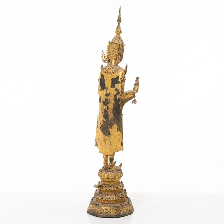 A gilt bronze buddha, Bangkok, Thailand, 1900s.