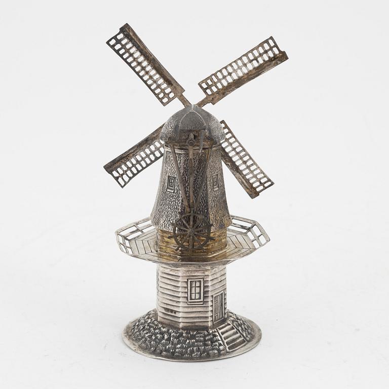 A Dutch silver windmill figurine, 1912.