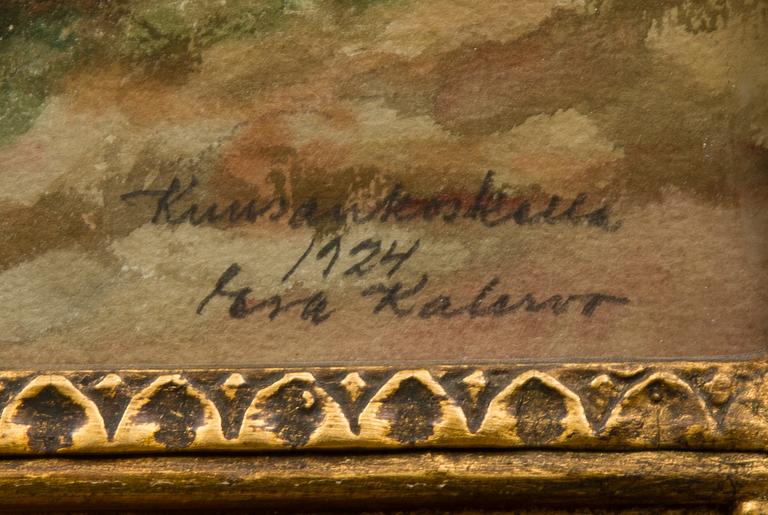 ESA KALERVO, akvarell, signerad och daterad Kuusankoskella 1924.