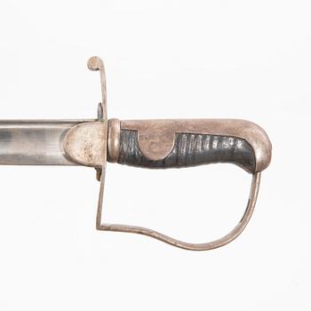 Sabel för manskap inom artilleriet, m/1831 Sverige samt Huggare, Sverige m/1856; förändringsmodell av huggare 1748.