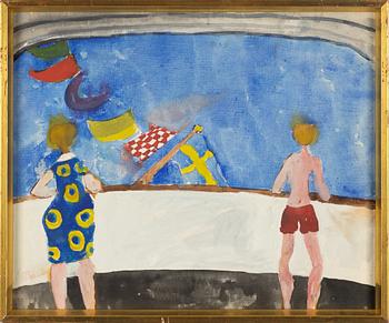 Sven X:et Erixson, oil/tempera on canvas/paper-panel, signed.