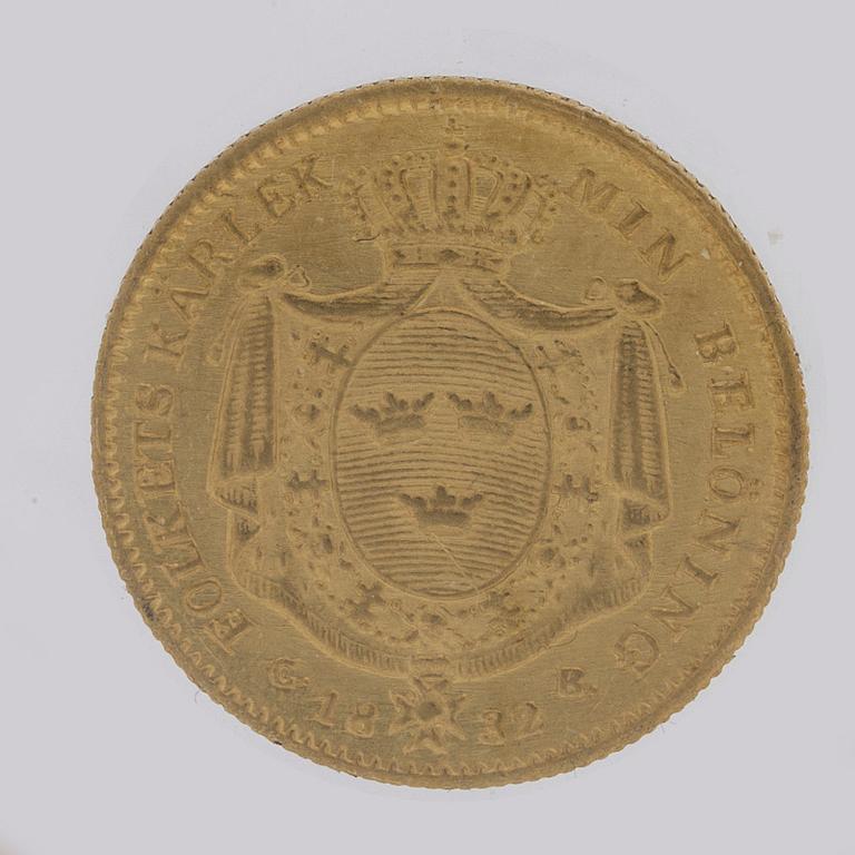 GULDMYNT, 1 dukat, Karl XIV Johan av Sverige, 1832.