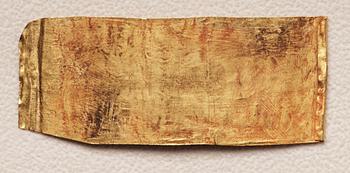 A set of nine presumably modern Egyptian-style gold foil sheets with figures and hieroglyphs.