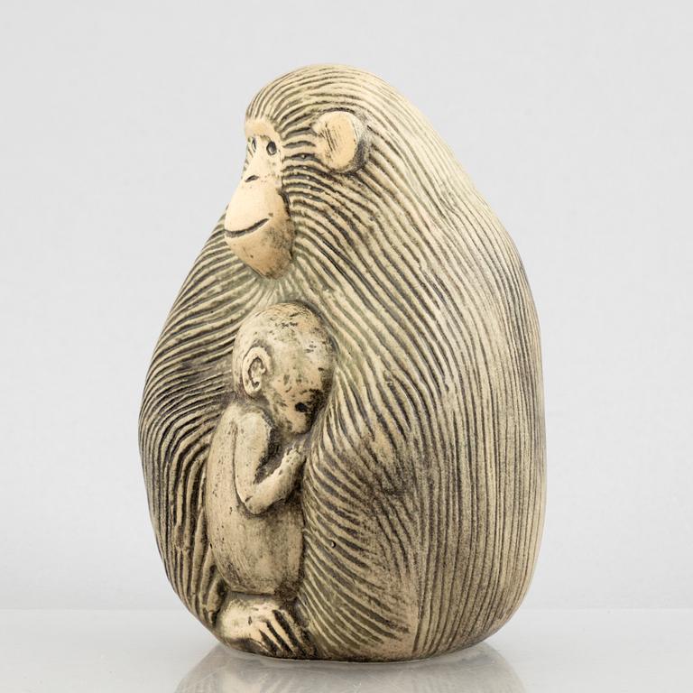 Lisa Larson, figurines, a set of four stoneware figurines including 'Lejon mini' from the series 'Afrika', Gustavsberg.