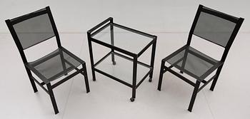 STOLAR samt SERVERINGSVAGN, 3 delar, Elsa Stackelberg, Fri Form, 1900-/2000-tal.