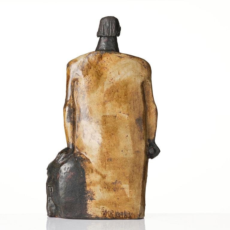 Åke Holm, a glazed stoneware sculpture, "David and Goliath", Höganäs 1950s.