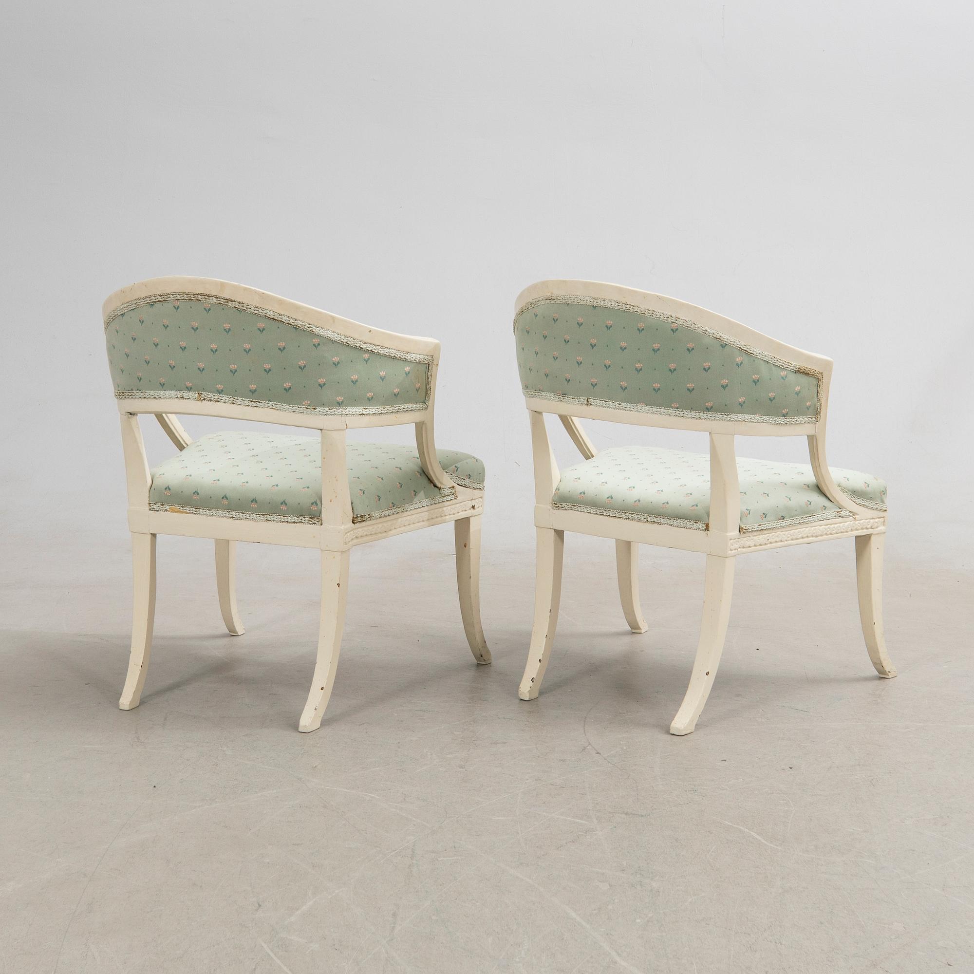 Bergère armchairs, a pair, Gustavian.