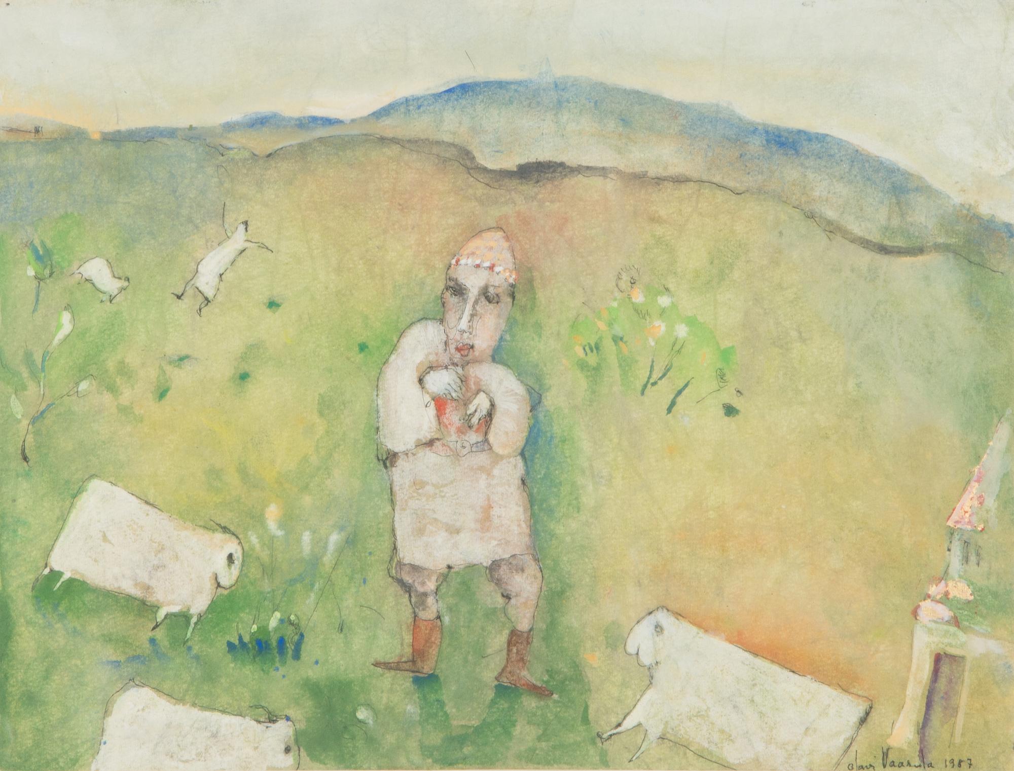 Olavi Vaarula, gouache, signerad och daterad 1987.