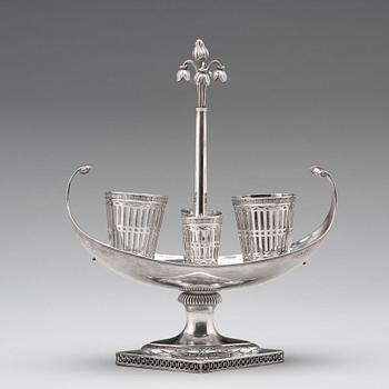 A Swedish late 18th century cruet-set, mark of Pehr Zethelius, Stockholm 1799.