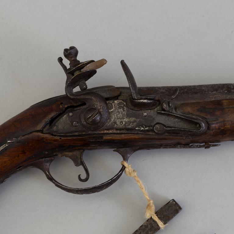 Two late 18th century flintlock pistols.