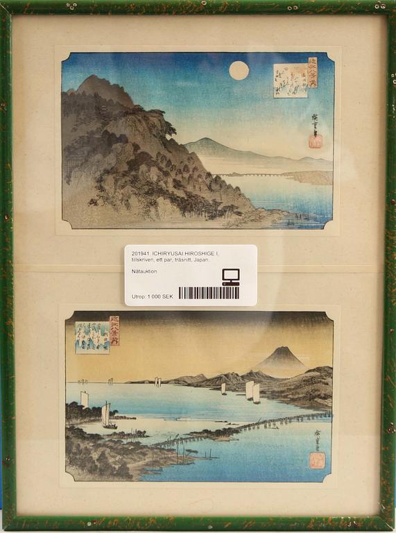 ICHIRYUSAI HIROSHIGE I, tillskriven, ett par, träsnitt, Japan.