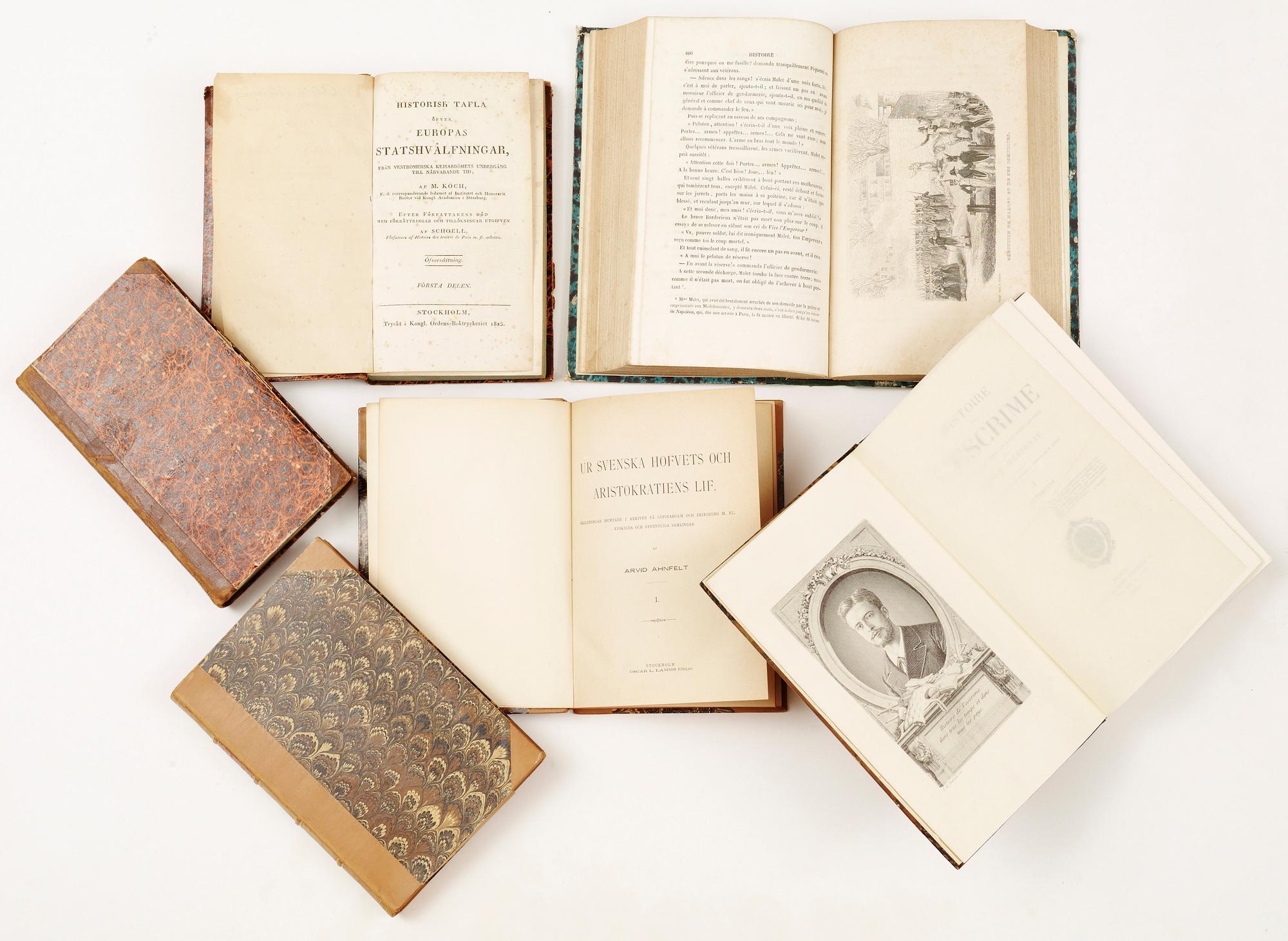 BOKPARTI OM HISTORIA, 27 vol, bla "Utkast till Helsinglands och Helsinge...Regemente.." av CP. Ström, Stockholm 1828.