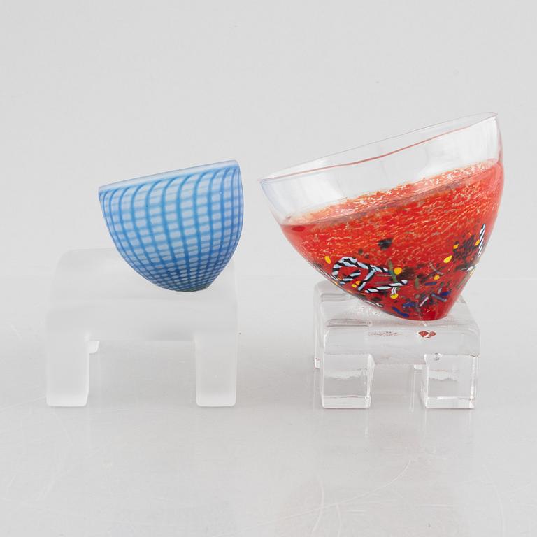 Bertil Vallien, two glass sculptures, Kosta Boda.