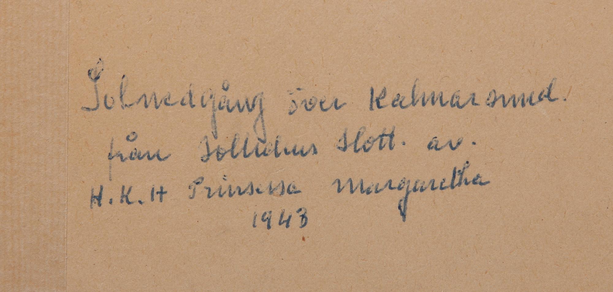PRINSESSAN MARGARETA AV SVERIGE, akvarellerad teckning, sign M, dat 1943 á tergo.