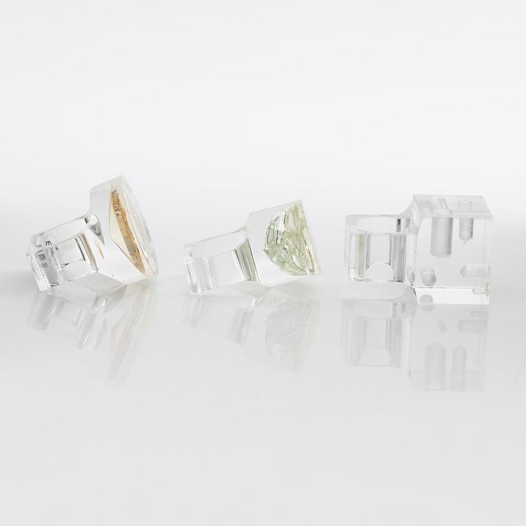 Siv Lagerström, three acrylic rings, 1970s.