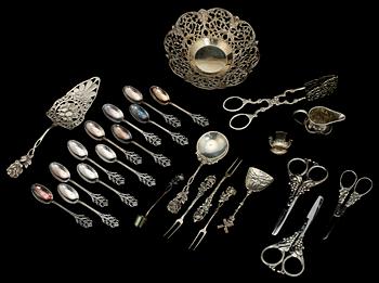 PARTI SILVER, 26 st, 1900-tal. Tot vikt 600 g.