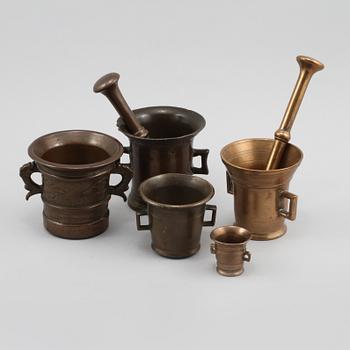 MORTLAR, 5 st, 1700/1800-tal.