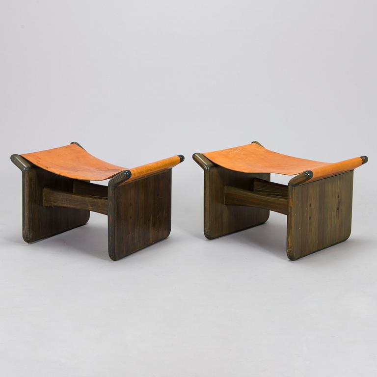 Tapio Wirkkala, a pair of stools made to order  for the Finnish Glass Museum manufactured by  Reino Huotari 1981.